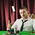 Poker Player Tossing Card in Air